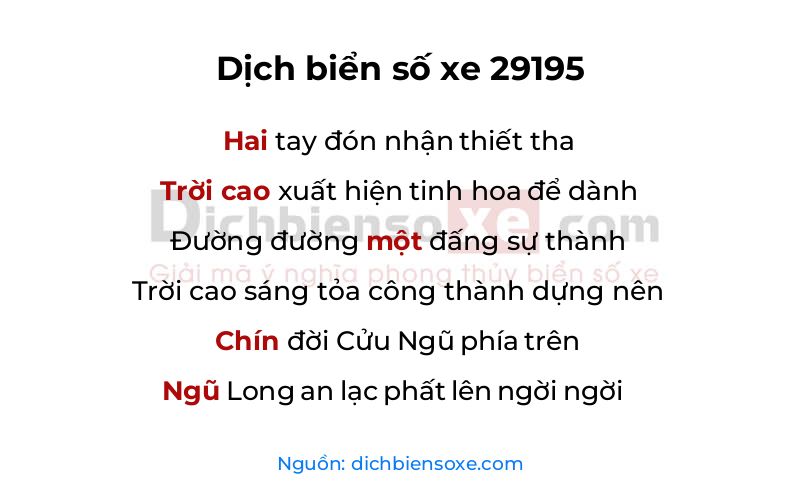 Dịch thơ biển số 29195