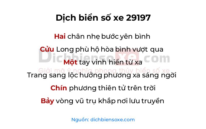 Dịch thơ biển số 29197