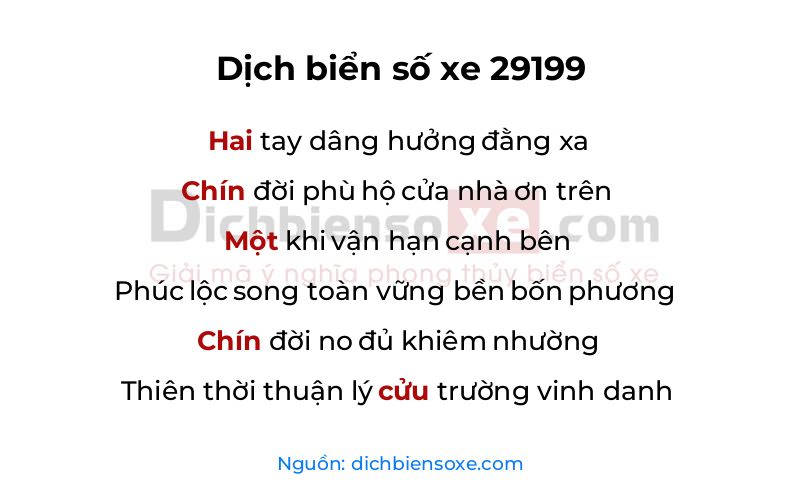 Dịch thơ biển số 29199