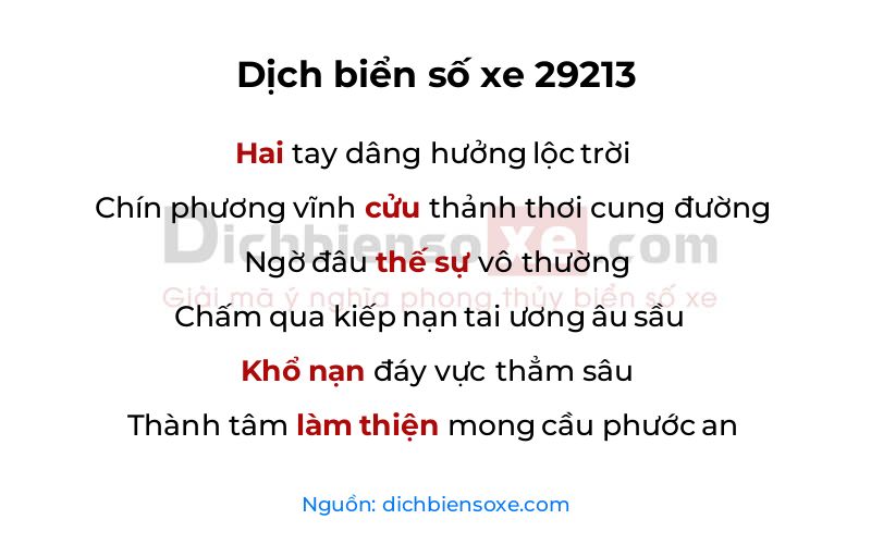 Dịch thơ biển số 29213