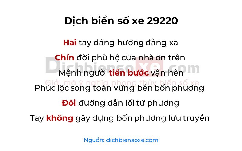 Dịch thơ biển số 29220