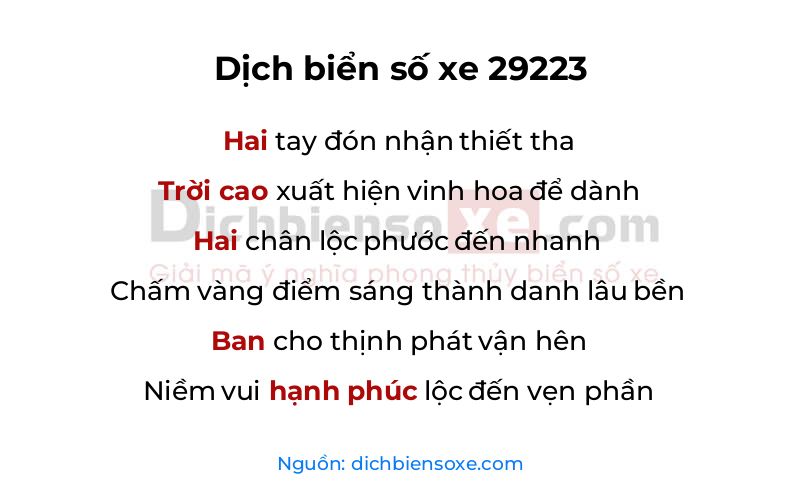 Dịch thơ biển số 29223