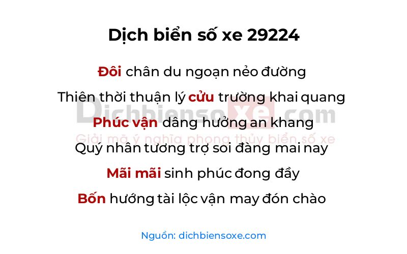 Dịch thơ biển số 29224