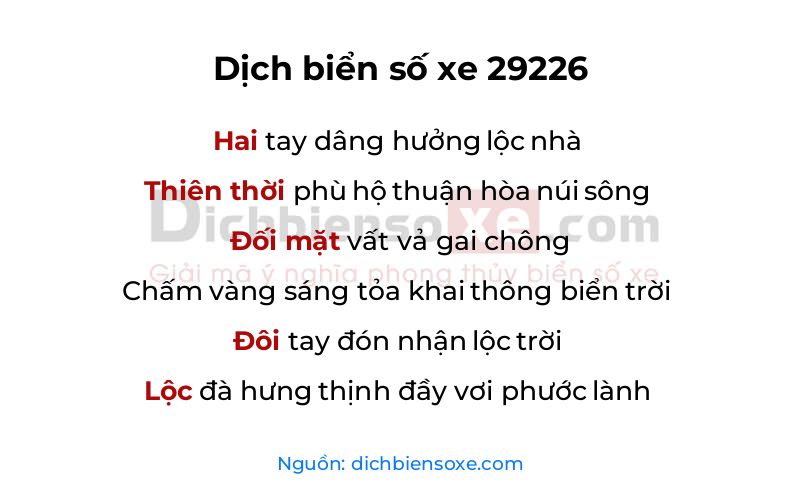 Dịch thơ biển số 29226