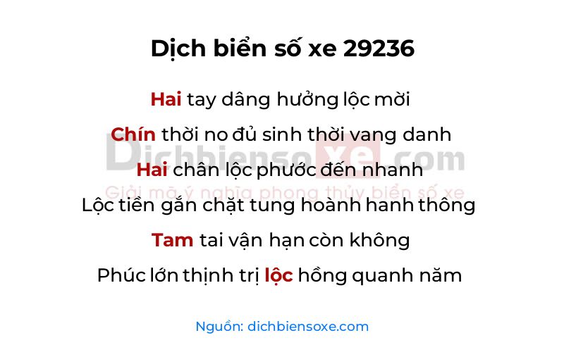 Dịch thơ biển số 29236