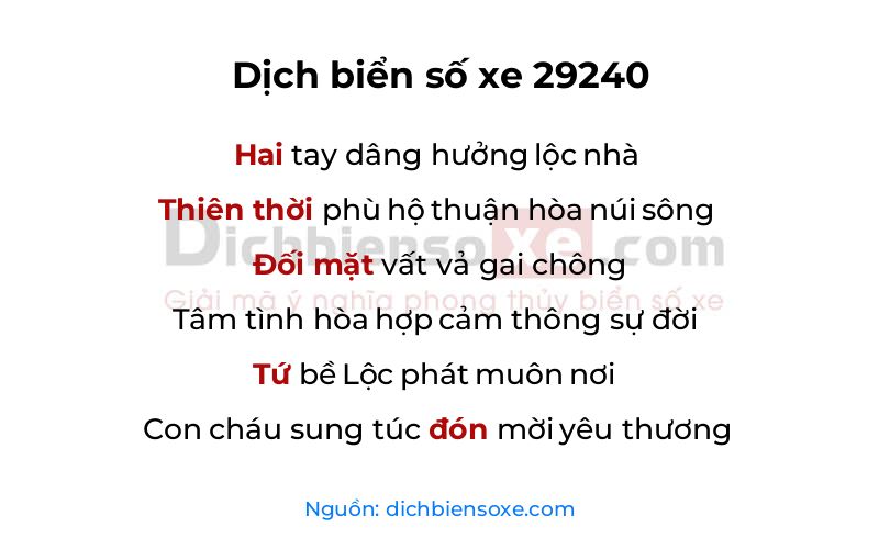 Dịch thơ biển số 29240