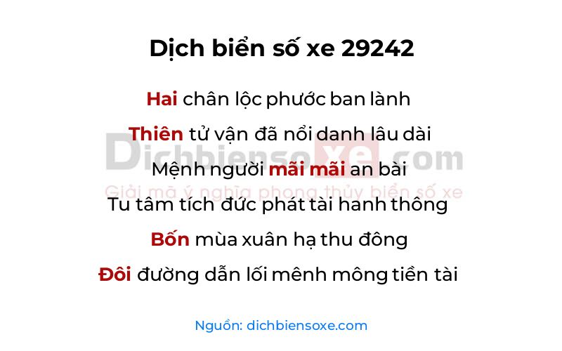 Dịch thơ biển số 29242