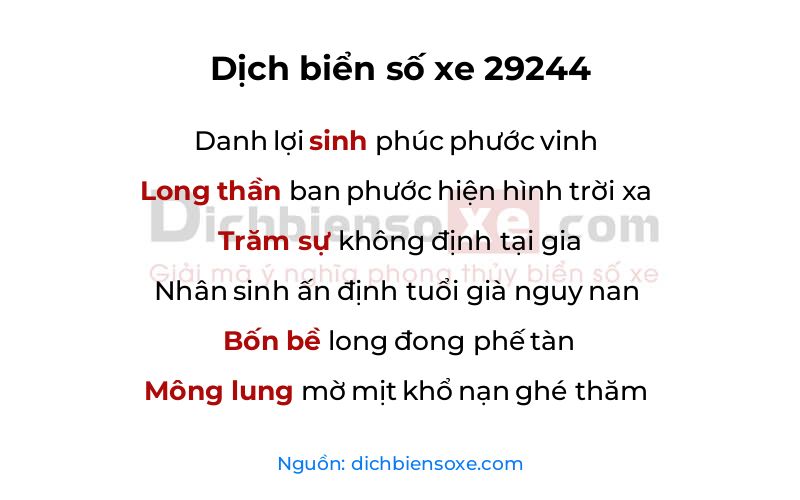 Dịch thơ biển số 29244