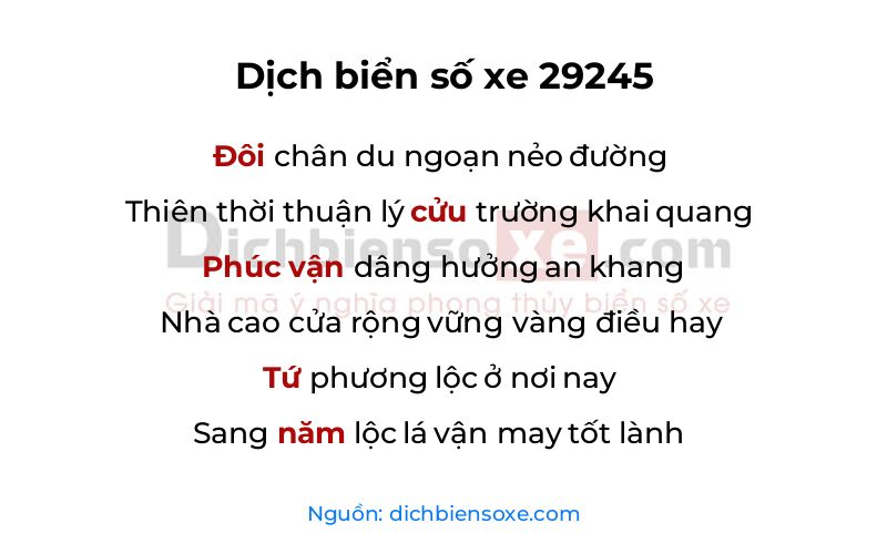 Dịch thơ biển số 29245