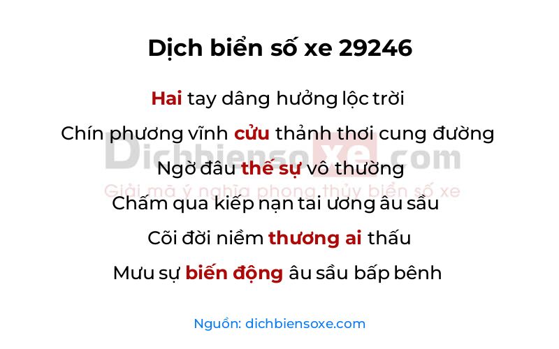 Dịch thơ biển số 29246