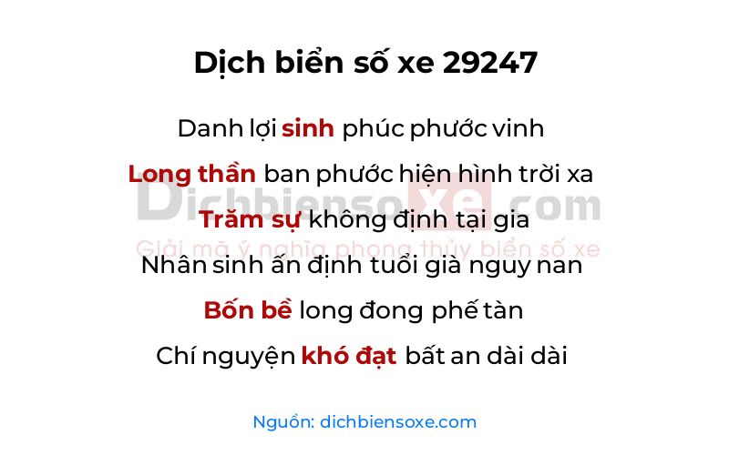 Dịch thơ biển số 29247