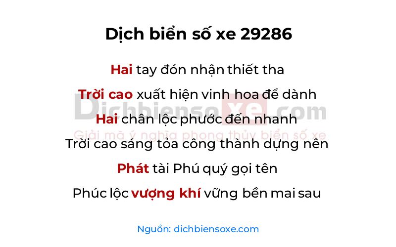 Dịch thơ biển số 29286