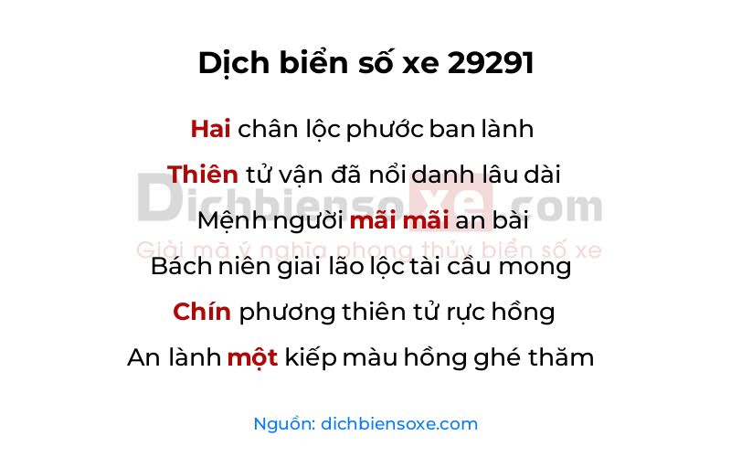 Dịch thơ biển số 29291
