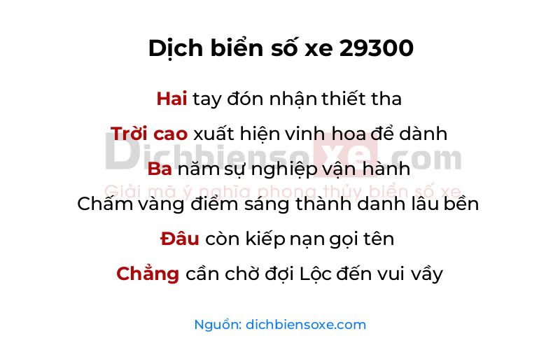 Dịch thơ biển số 29300