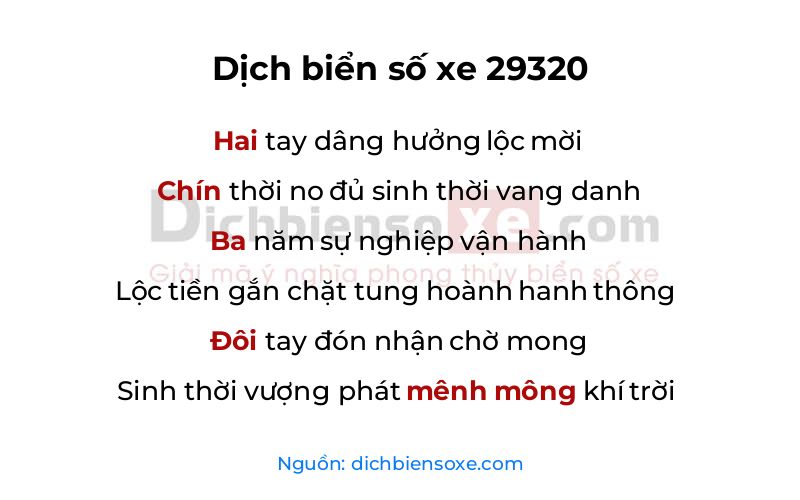 Dịch thơ biển số 29320