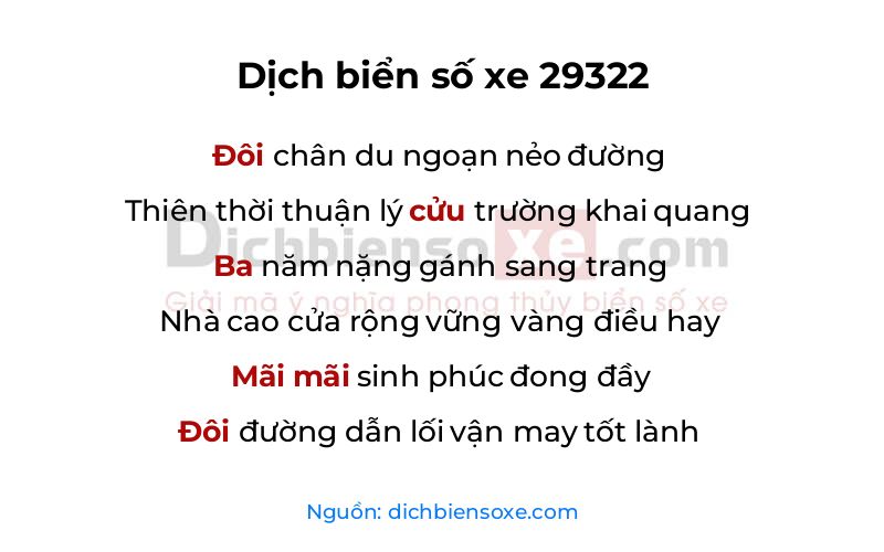 Dịch thơ biển số 29322