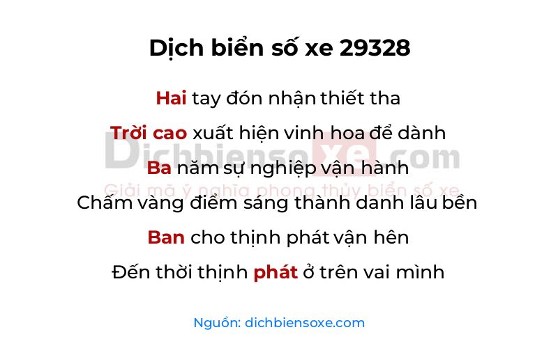 Dịch thơ biển số 29328
