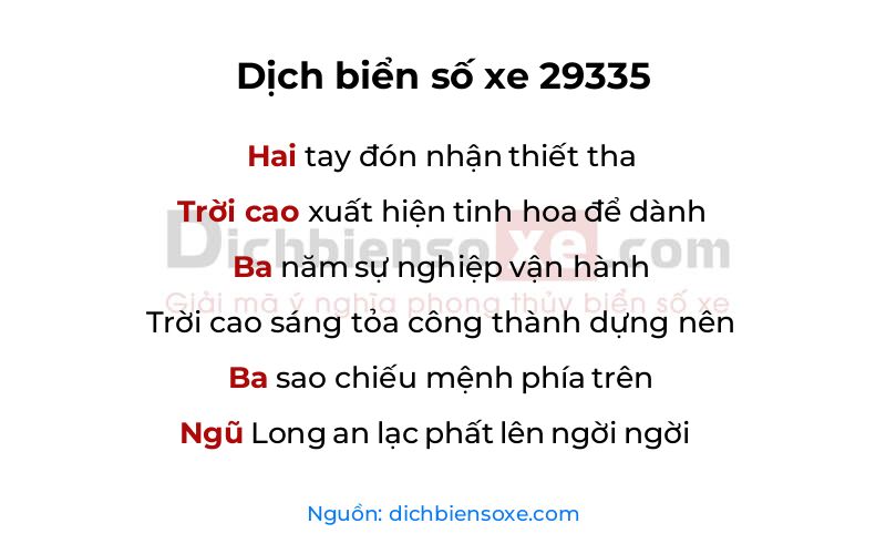 Dịch thơ biển số 29335