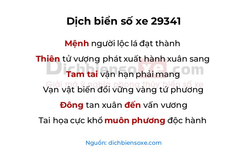 Dịch thơ biển số 29341