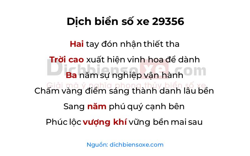 Dịch thơ biển số 29356