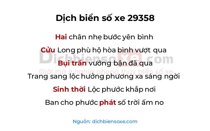 Dịch thơ biển số 29358