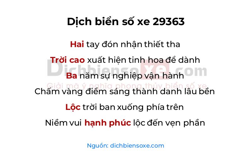 Dịch thơ biển số 29363