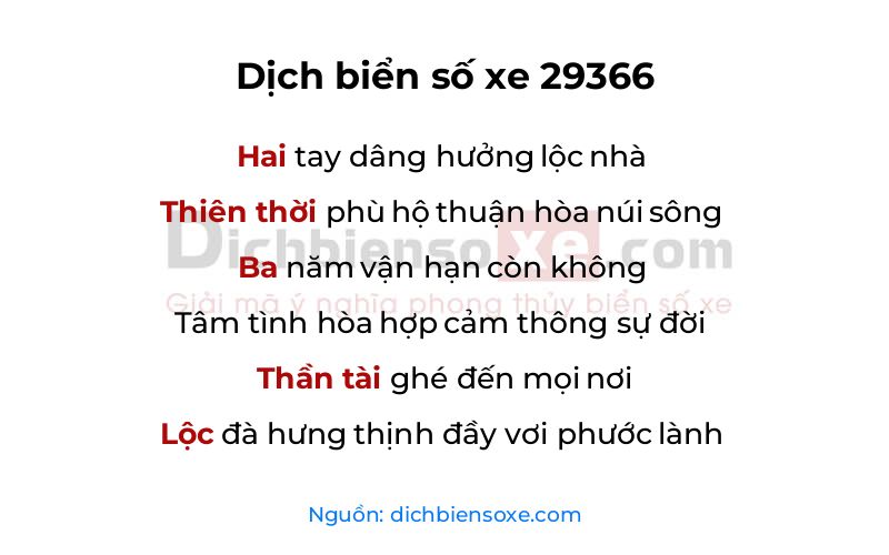 Dịch thơ biển số 29366
