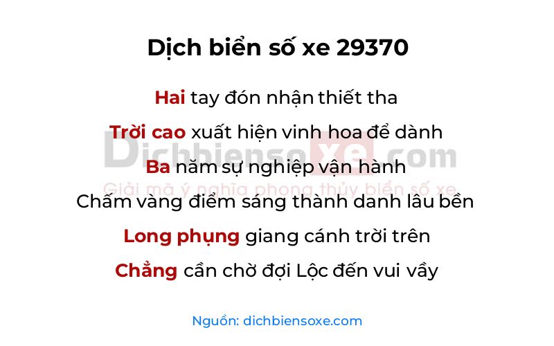 Dịch thơ biển số 29370