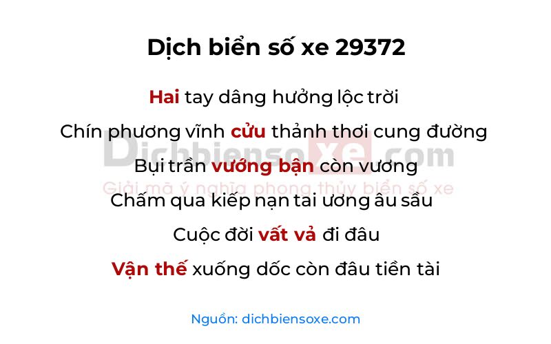 Dịch thơ biển số 29372