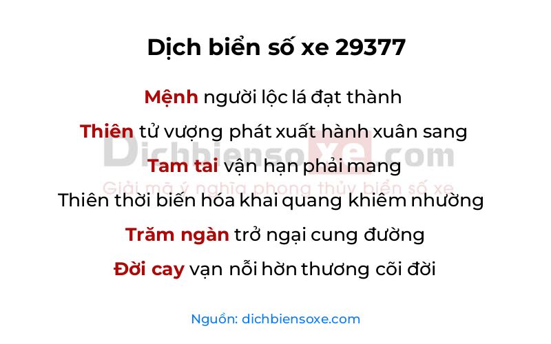 Dịch thơ biển số 29377