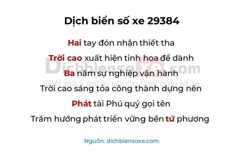 Dịch thơ biển số 29384