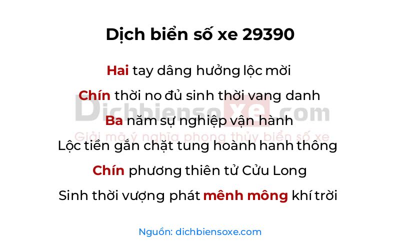 Dịch thơ biển số 29390