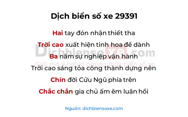 Dịch thơ biển số 29391