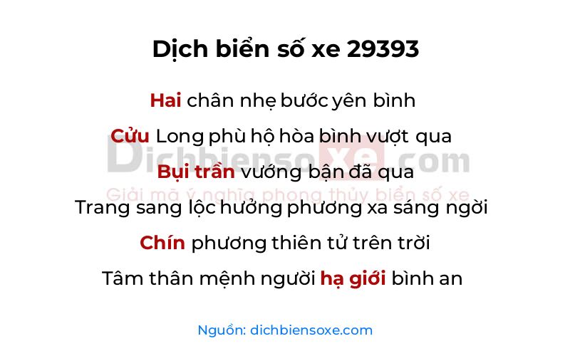 Dịch thơ biển số 29393