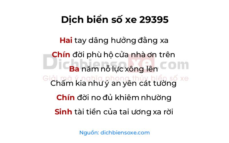 Dịch thơ biển số 29395
