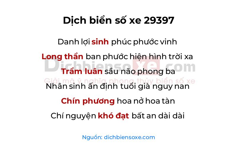 Dịch thơ biển số 29397