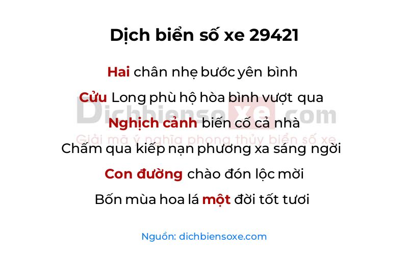 Dịch thơ biển số 29421