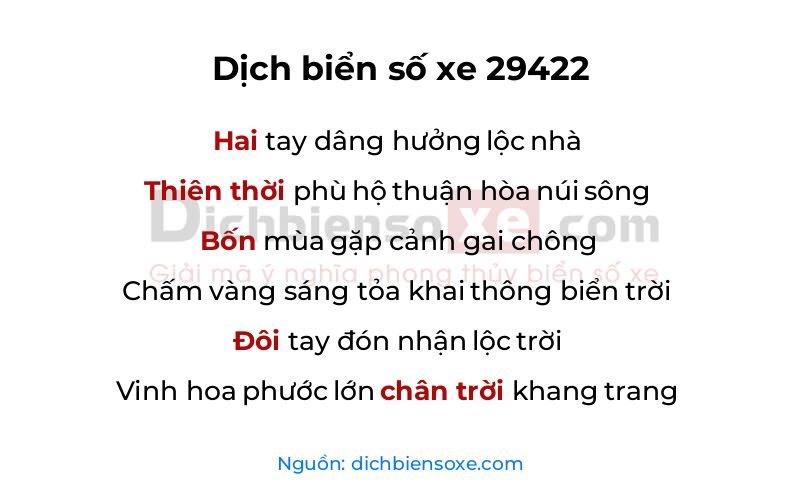 Dịch thơ biển số 29422