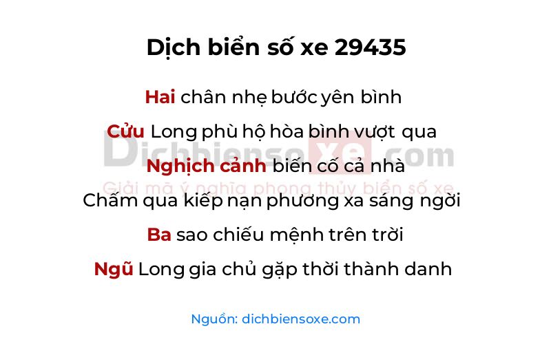 Dịch thơ biển số 29435