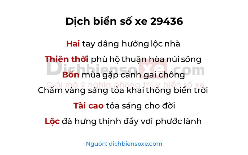 Dịch thơ biển số 29436