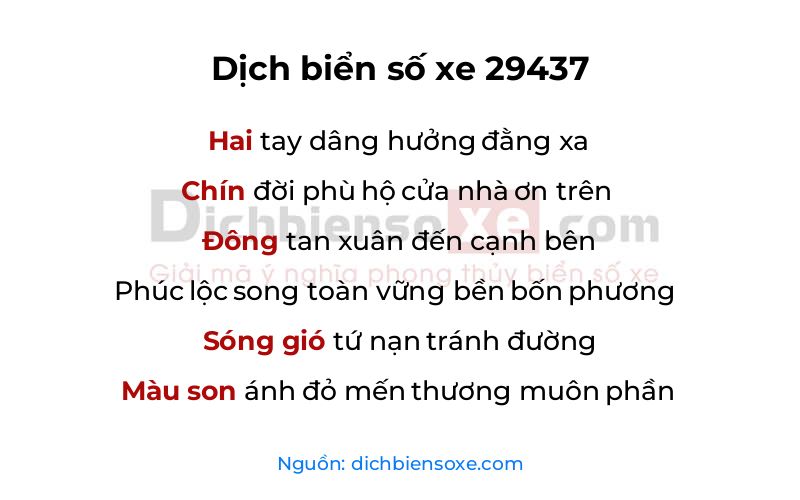 Dịch thơ biển số 29437