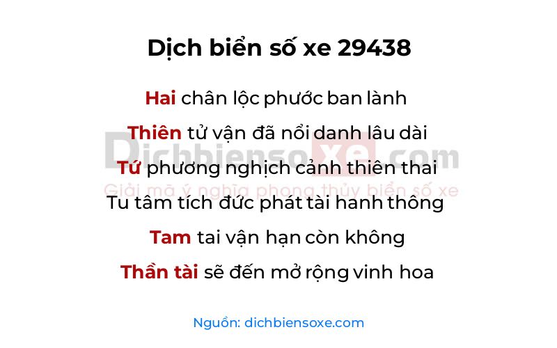 Dịch thơ biển số 29438