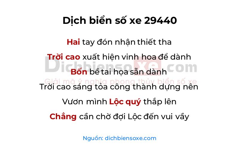 Dịch thơ biển số 29440