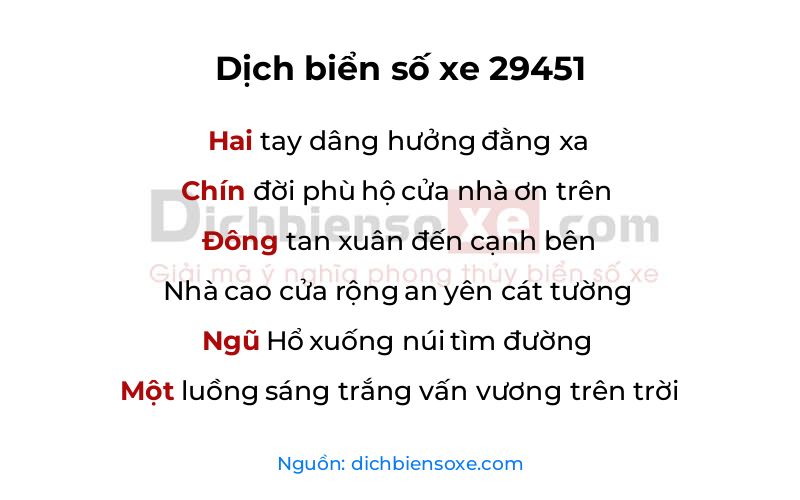 Dịch thơ biển số 29451