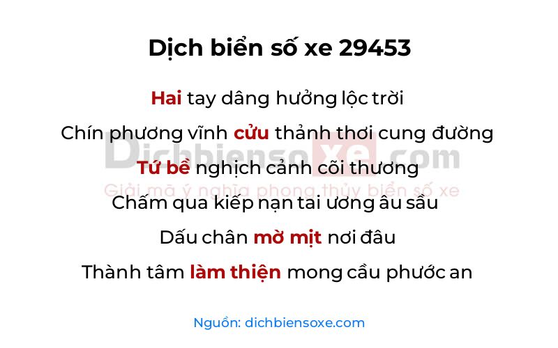 Dịch thơ biển số 29453