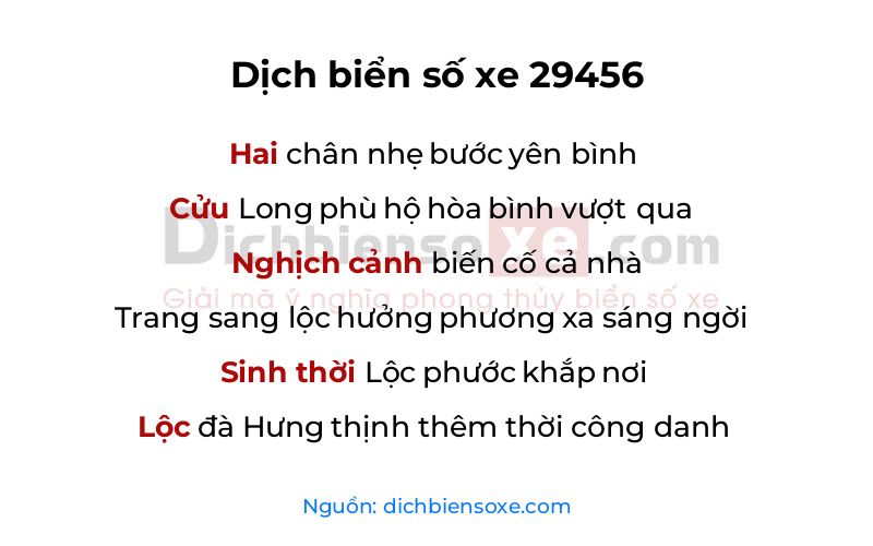 Dịch thơ biển số 29456