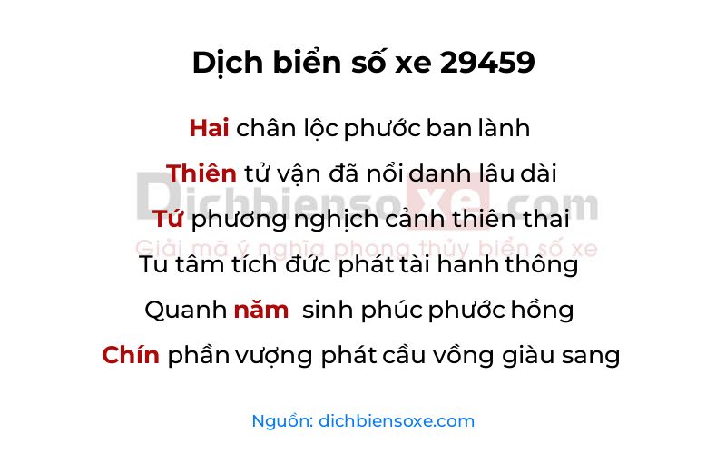 Dịch thơ biển số 29459
