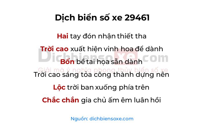 Dịch thơ biển số 29461