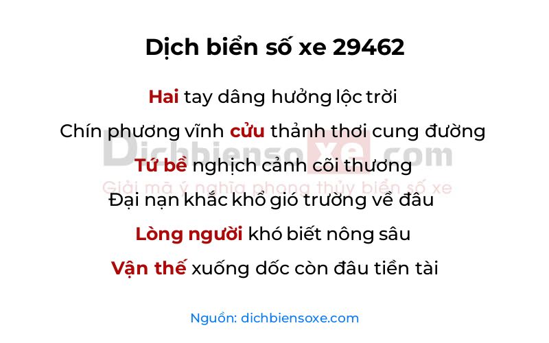 Dịch thơ biển số 29462