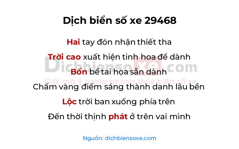 Dịch thơ biển số 29468